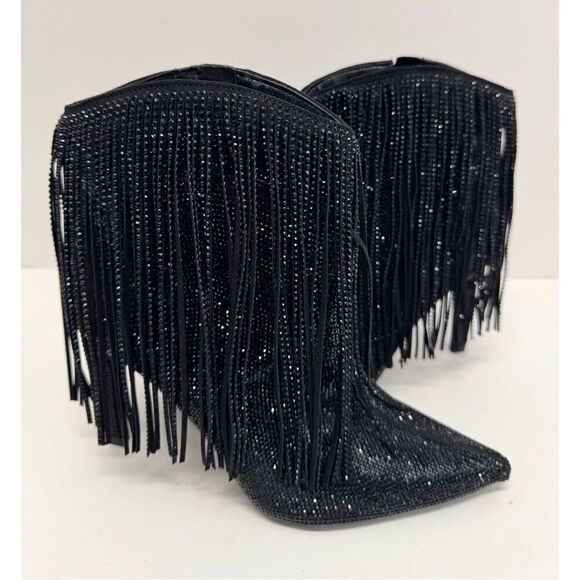 INC Boots Size 5 Black Western Ankle Booties Pointed Toe Evening Shoes NEW - Picture 5 of 11